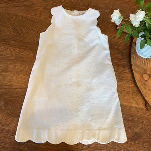 White scallop pique shift dress by Gabby